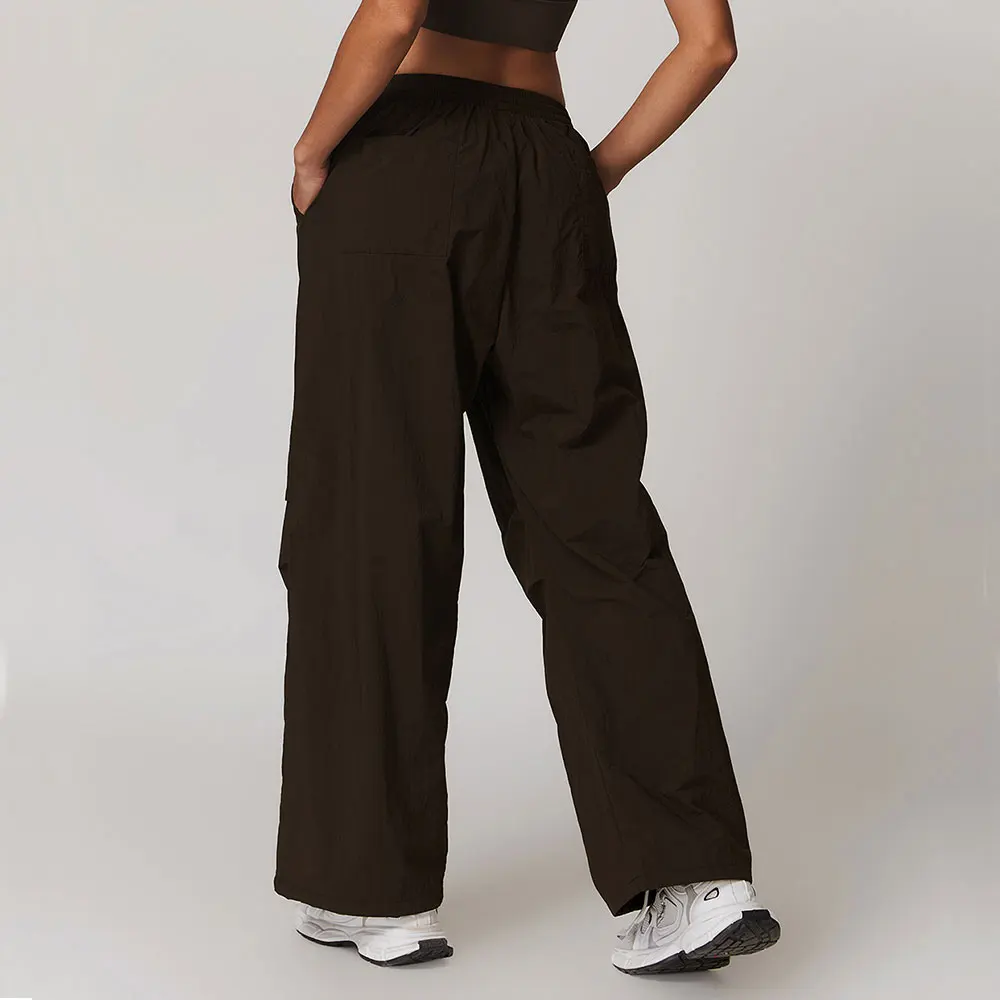 Breathable Work Pants Women's Yoga Pants Drawstring Hem Sports Multiple Pockets Running Fitness