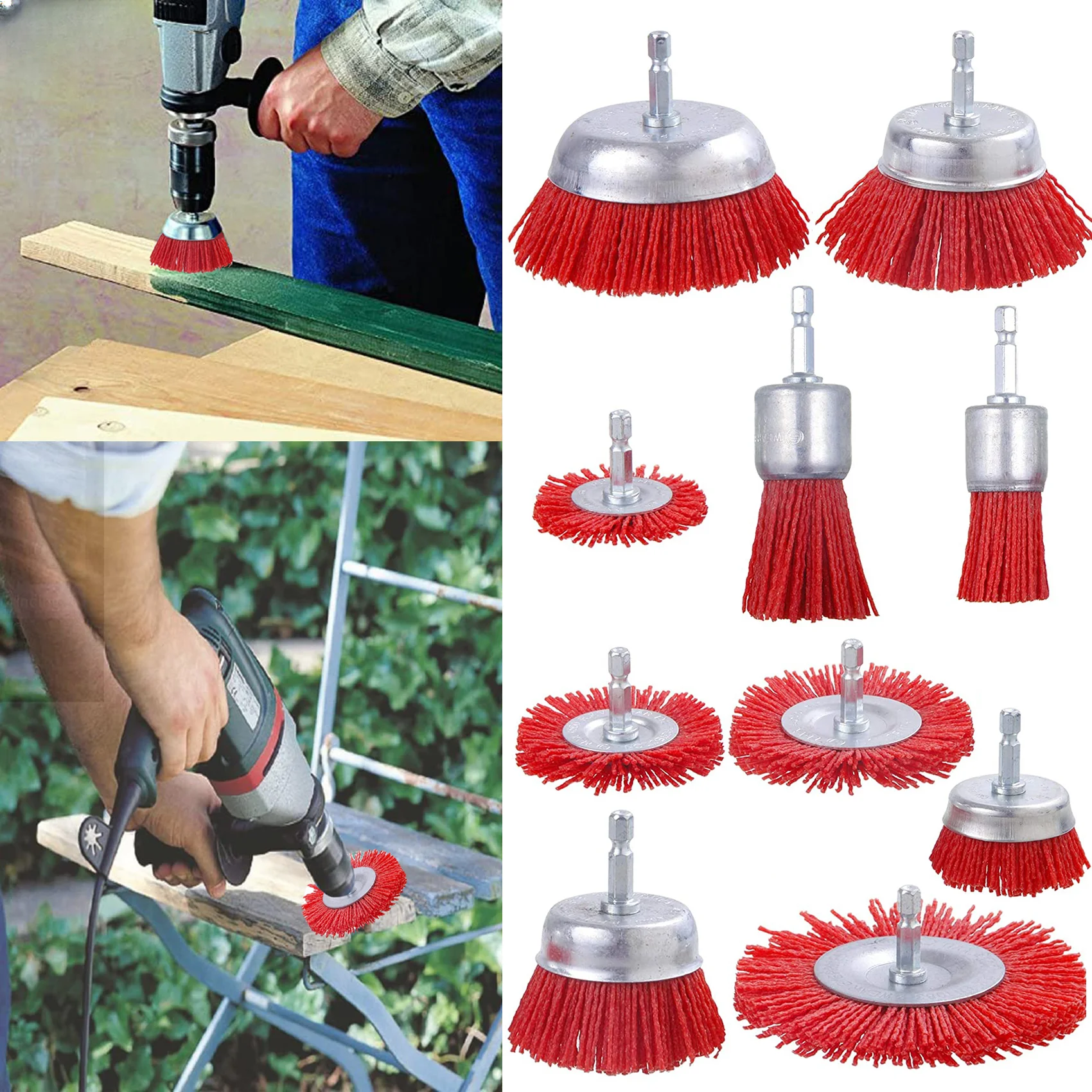 NylonCupBrushAbrasiveWireWheelBrushForDrillRotaryToolWood