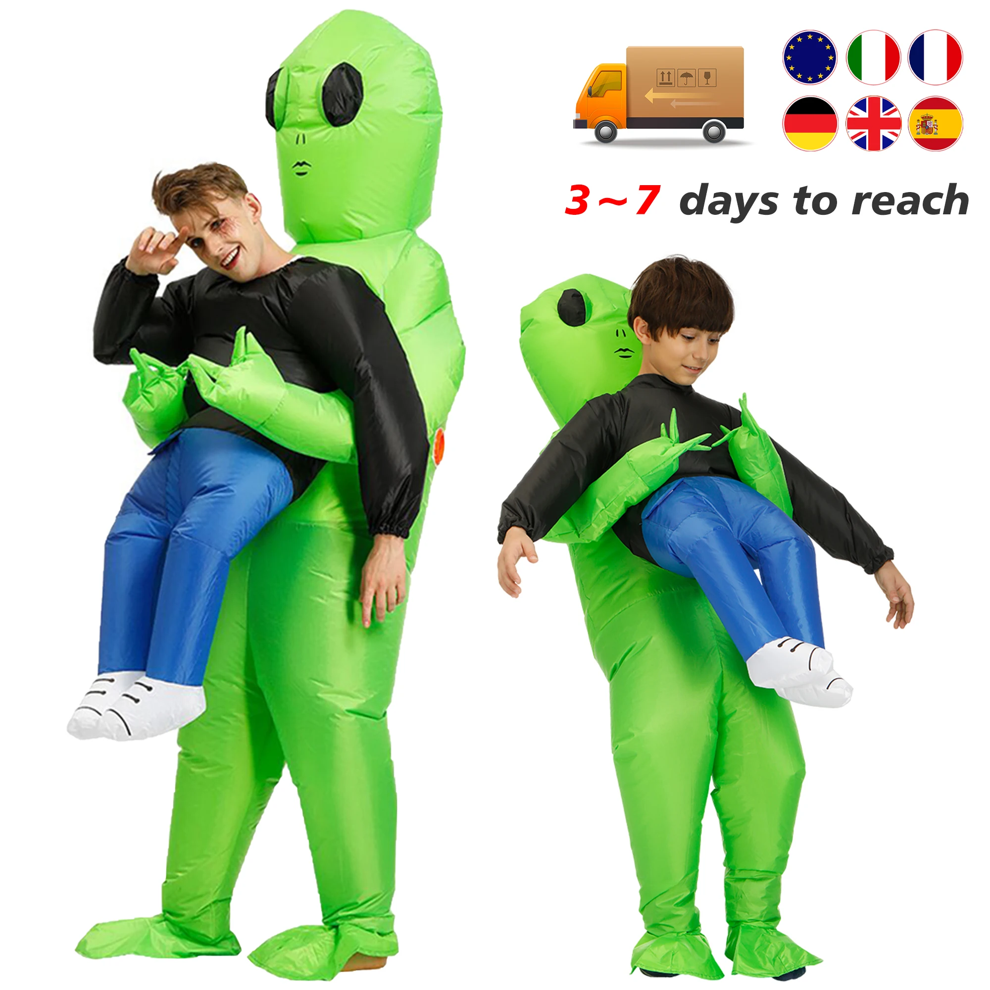 Disfraz de Alien verde de bazwery para adultos y niños, traje divertido  inflable para fiesta, Halloween - AliExpress