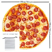 1pc Ham Pizza Print Blanket, Funny Food Flannel Round Blanket, Soft Warm Throw Blanket Nap Blanket For Couch Sofa 2