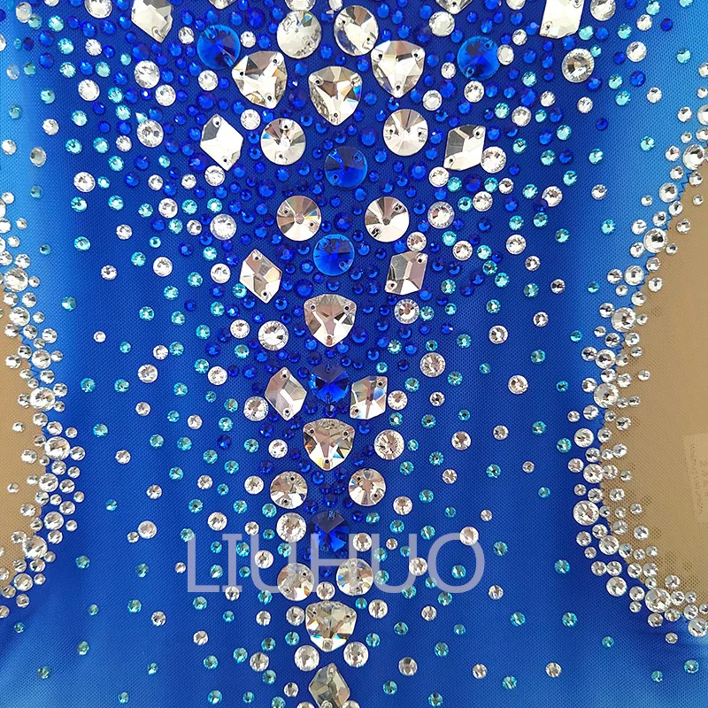 Body Danza Ritmica Ragazze Con Diamanti E Nappe - Costume Ginnastica Competizione Colorato - Foto 5