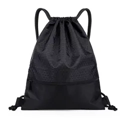 Versatile Large-Capacity Drawstring Sports Backpack (Black)
