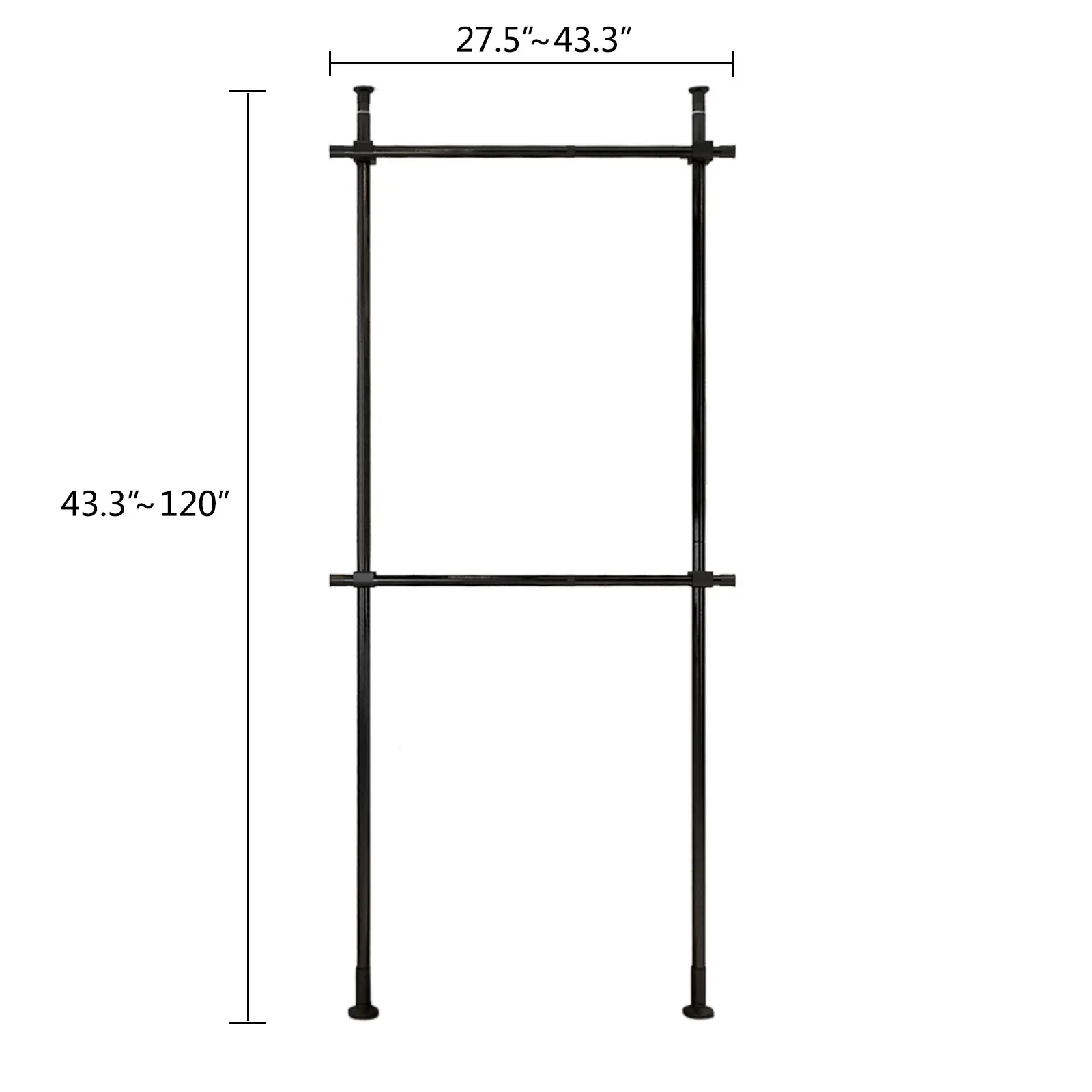 2 Tier Clothes Rack, Adjustable Lengths Clothing Rack for Hanging Clothes, Stainless Steel Free-Standing Garment Rack 4