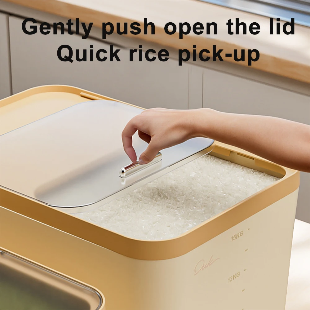 10KG Rice Container Storage Box Pet Food Container Sealed Cereal Dispenser with Buckle Insect Proof Grain Kitchen Organizer kitchen storage box,rice storage box,food storage pots,food storage container,food storage box,storage box