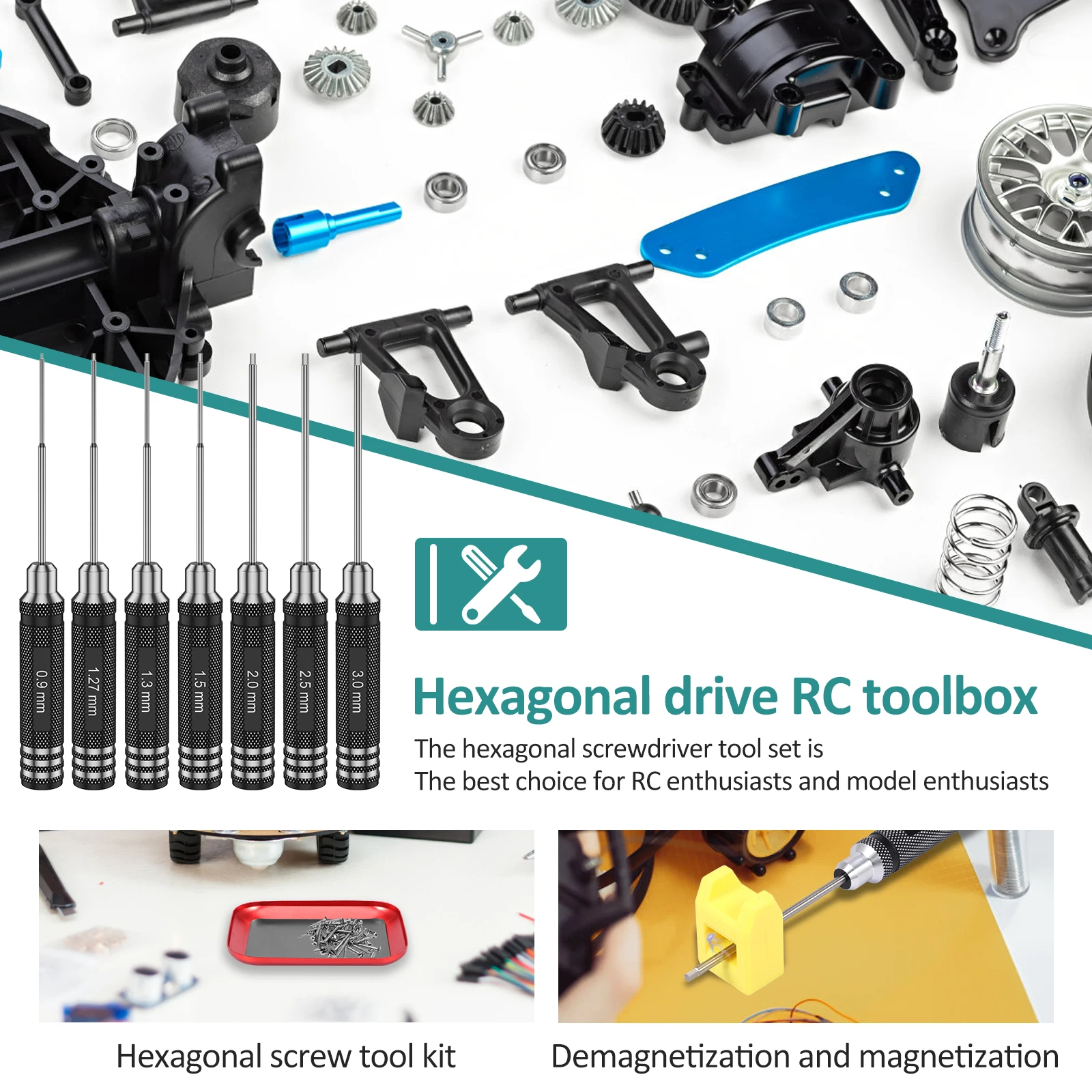 7 Pcs Hex Screwdriver Set High Speed Steel Hexagonal Screwdriver Tools Kit for RC Helicopter Airplane Car Drone Aircraft Model