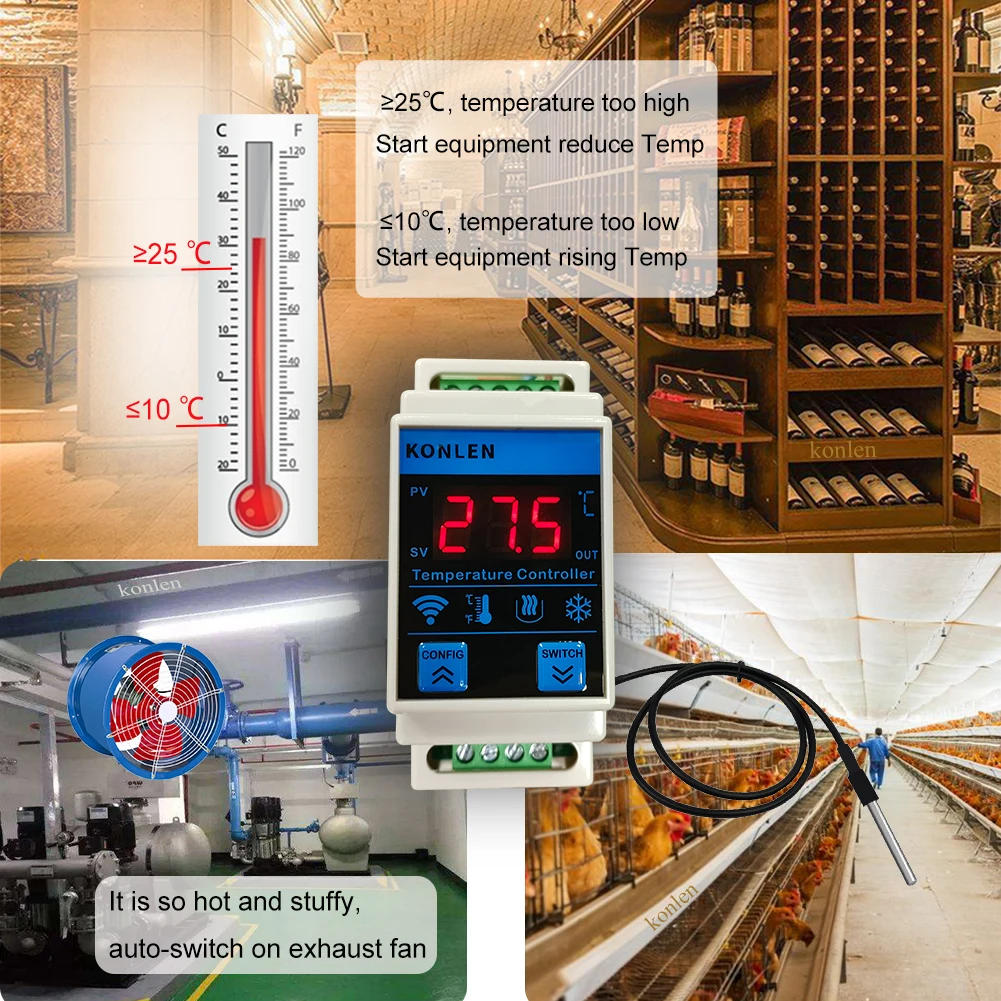 Tuya WIFI temperature Sensor Heating Freezer Controller Alarm