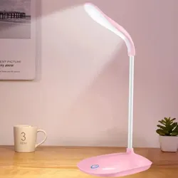 Portable LED Desk Lamp with USB Charging and Touch Dimming - Eye Protection for Room and Office Lighting (Pink)