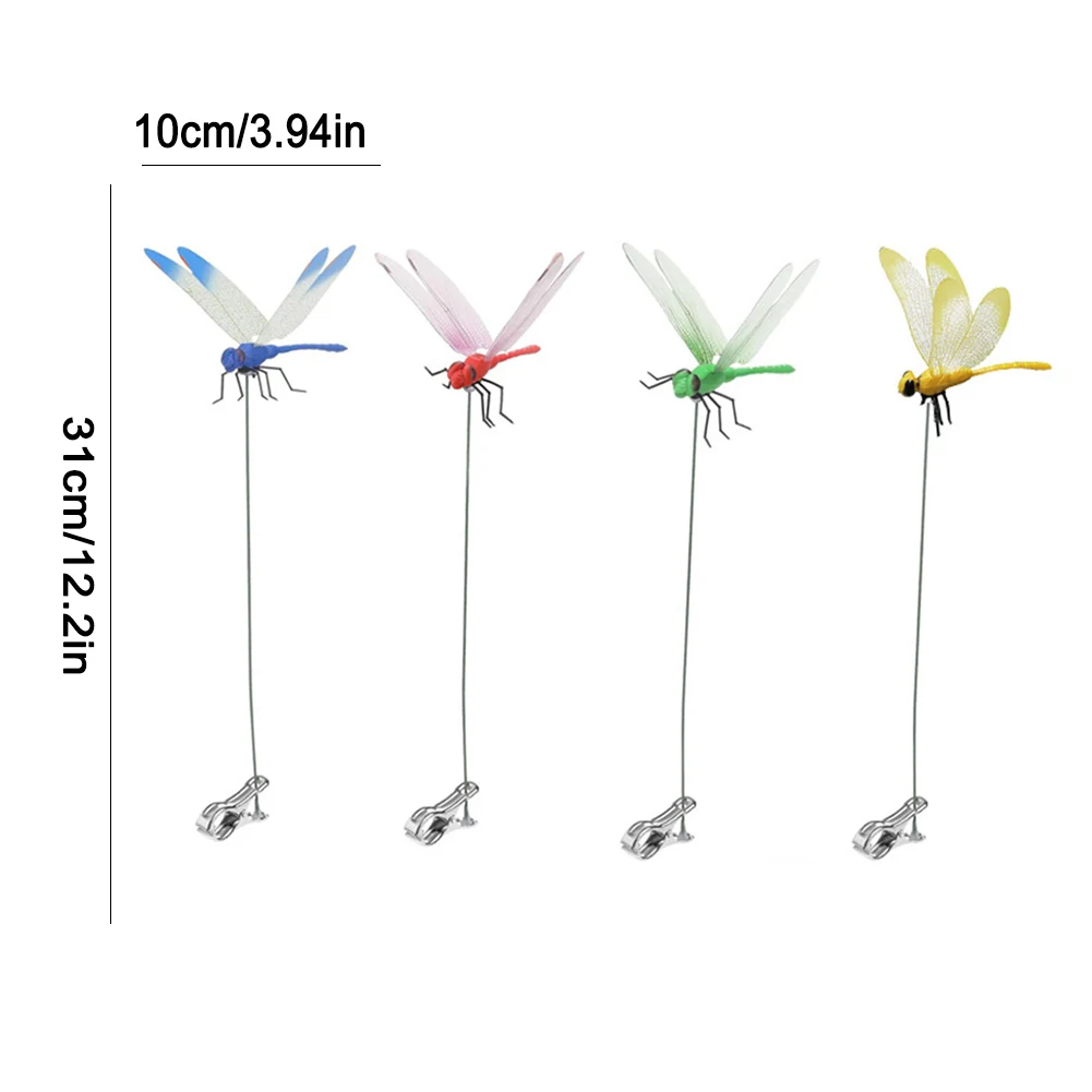 3-8pc Simulation Dragonfly Clip Bug Deterrent Pole Clips On Dragonfly Hat Clip Bug Repellent Outdoor Garden Decoration garden art decor dragonfly decoration