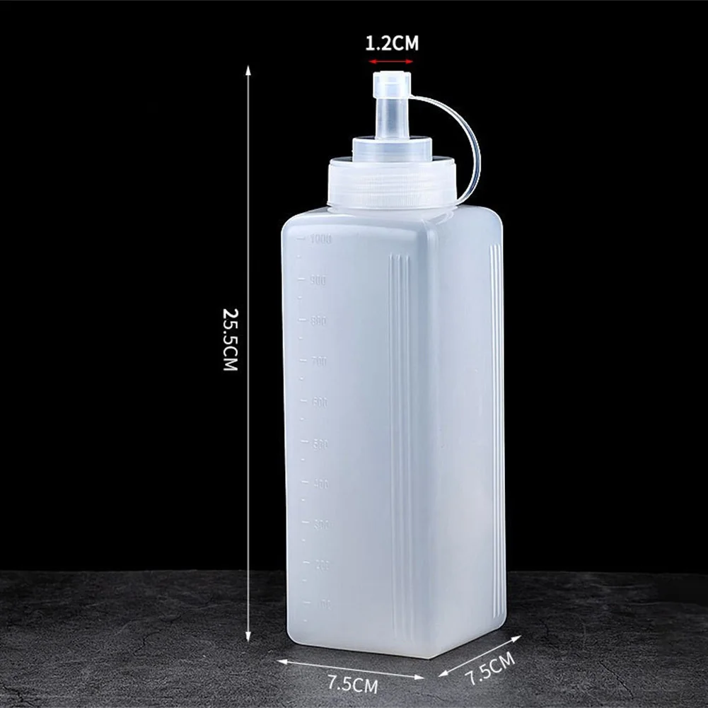 Botella exprimible de plástico para salsas, bote transparente para  condimentos, salsa de tomate, ensalada, jugo, 800/1000ML, grado  alimenticio, a prueba de fugas - AliExpress, image size:1001x1001