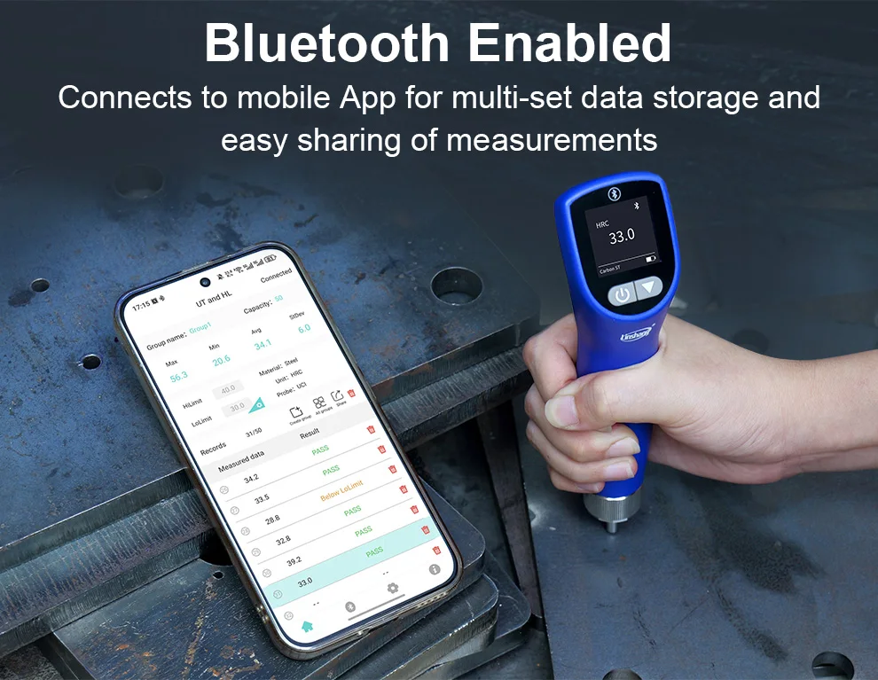 Portable Ultrasonic Leeb Hardness Tester with Calibration Block 170-960 HLD 9 Ha