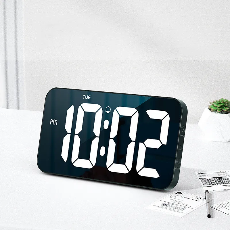 Grande sveglia digitale interruttore orario/calendario Display giorno della  settimana DST modalità notturna orologio da tavolo da tavolo 12/24H USB  orologio da parete a LED - AliExpress