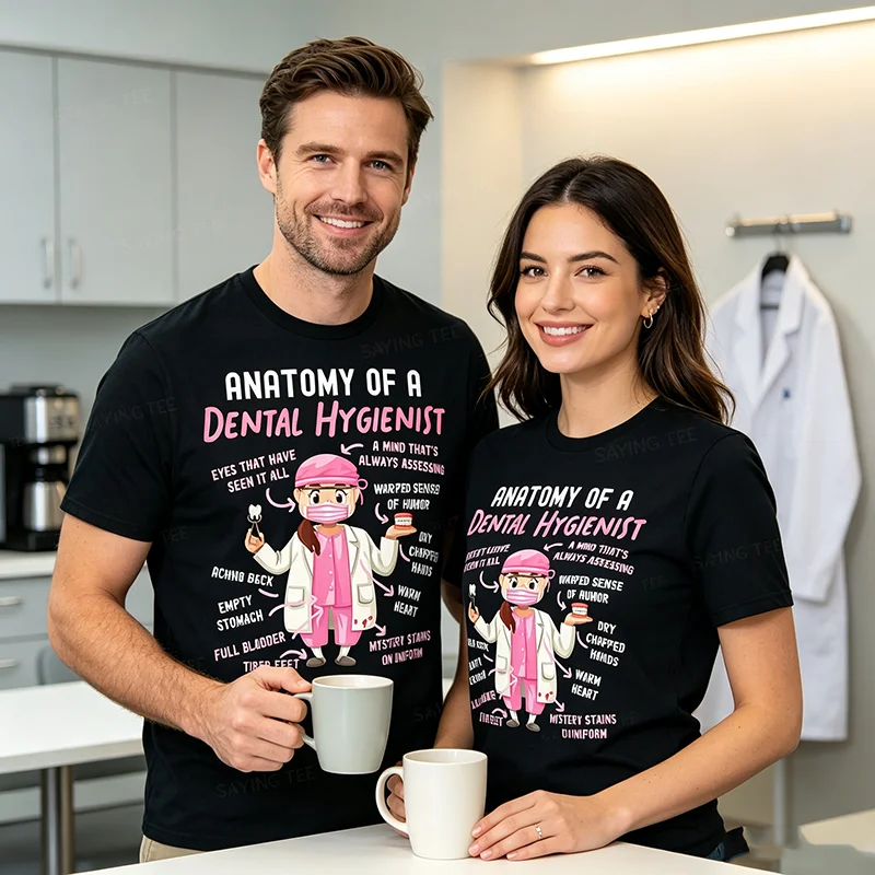 Dentalhygieniker Anatomie T-Shirt Y2k Lustiges Zahnarzt HS0 Grafik Spruch T-Shirt Humor Zahnärzte Personalisierte Weiche Baumwollkleidung