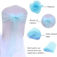 100 Pcs Organza Chair Sash Bow for Banquet Wedding Party Event Xmas Decoration Sheer Organza Fabric Supply 18cm*275cm Chair knot 6