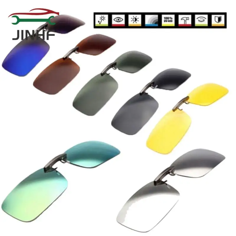 Polarized Sunglasses 1pc Unisex Clip On Driving Glasses UV400 Lens Day Night Vision Riding