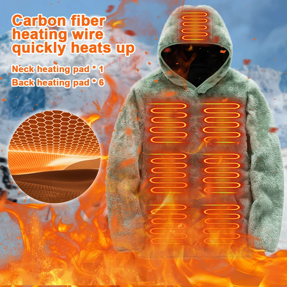 Heated Jacket Men Women USB Heating Hoodies Clothing Electric Winter Jacket Keep Warm Hiking Shirts Coat Suites Heated Vest 4
