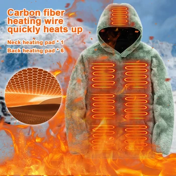 Heated Jacket Men Women USB Heating Hoodies Clothing Electric Winter Jacket Keep Warm Hiking Shirts Coat Suites Heated Vest 4