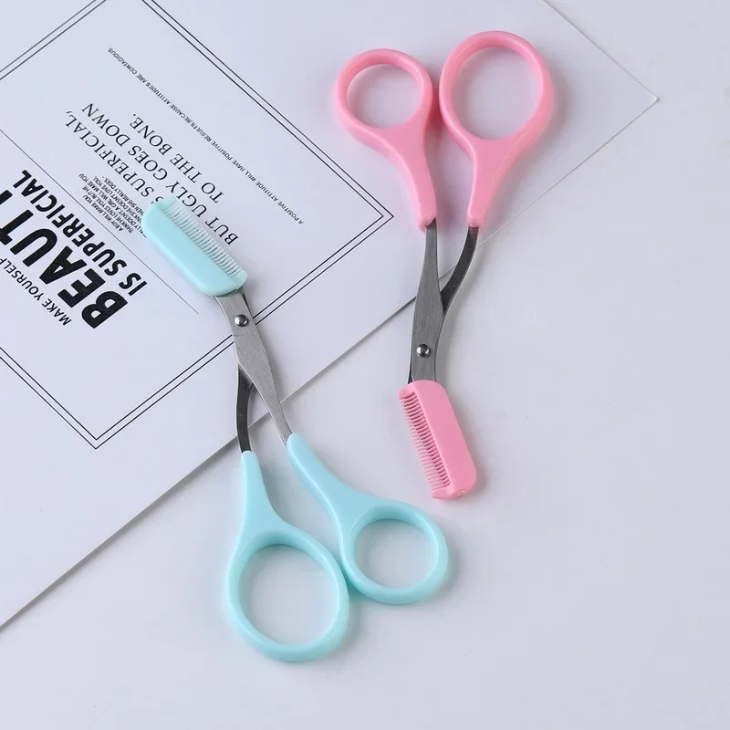 7 Colors Eyebrow Trimmer Scissor with Comb Facial Hair Removal Grooming Shaping Shaver Cosmetic Makeup Accessories