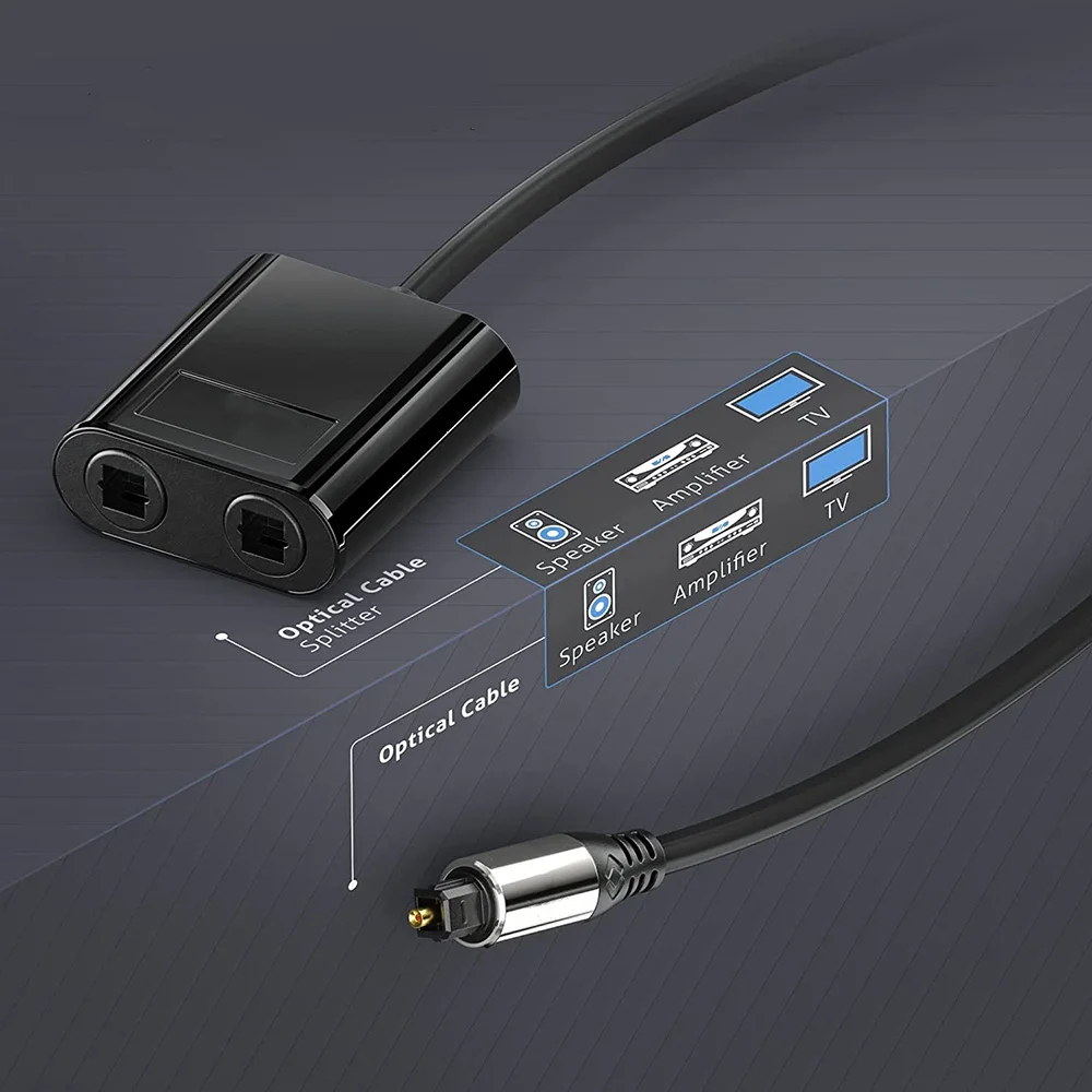 Dual Function Toslink Male to Female Optical Audio Splitter with Gold-Plated Connector