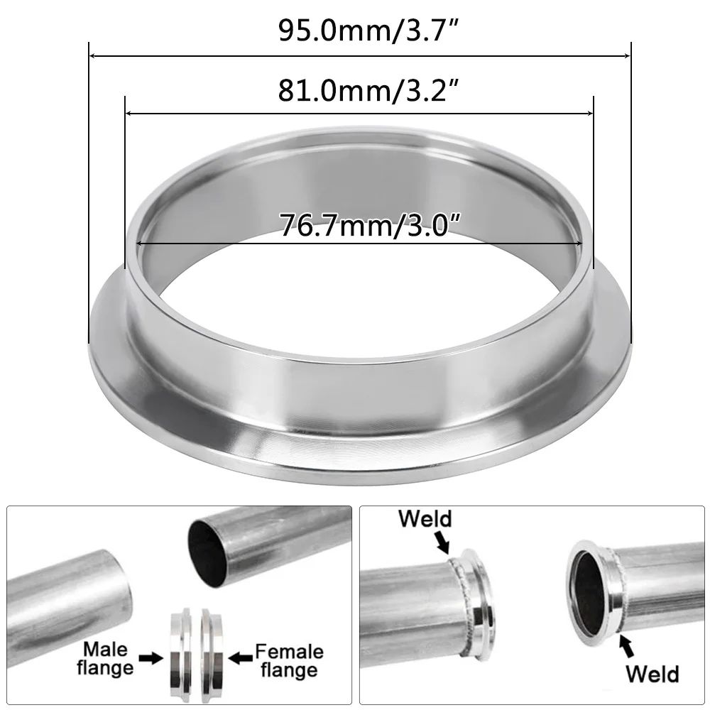 WLR RACING-(2PC/LOT) 3.0" V-Band Flange High Quality Stainless Steel 304 FEMAL & MALE OR NORMAL V Band Flange WLR-VFM30/VFN30