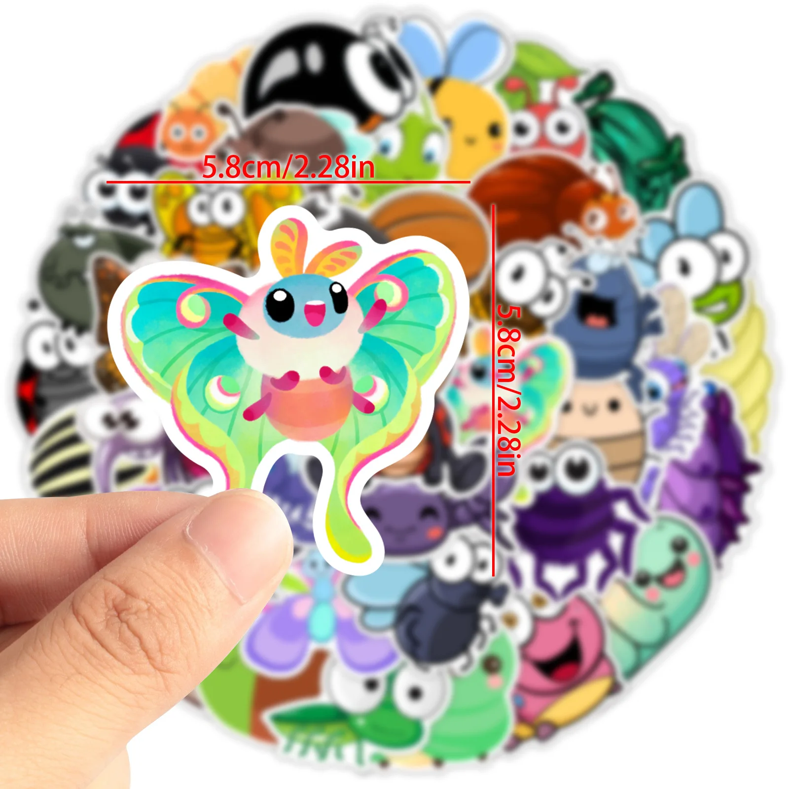 50Pcs 혼합 웜 곤충 스티커 방수 DIY 어린이 장난감 보관 상자 데칼 전화 노트북 물병에 대한 낙서