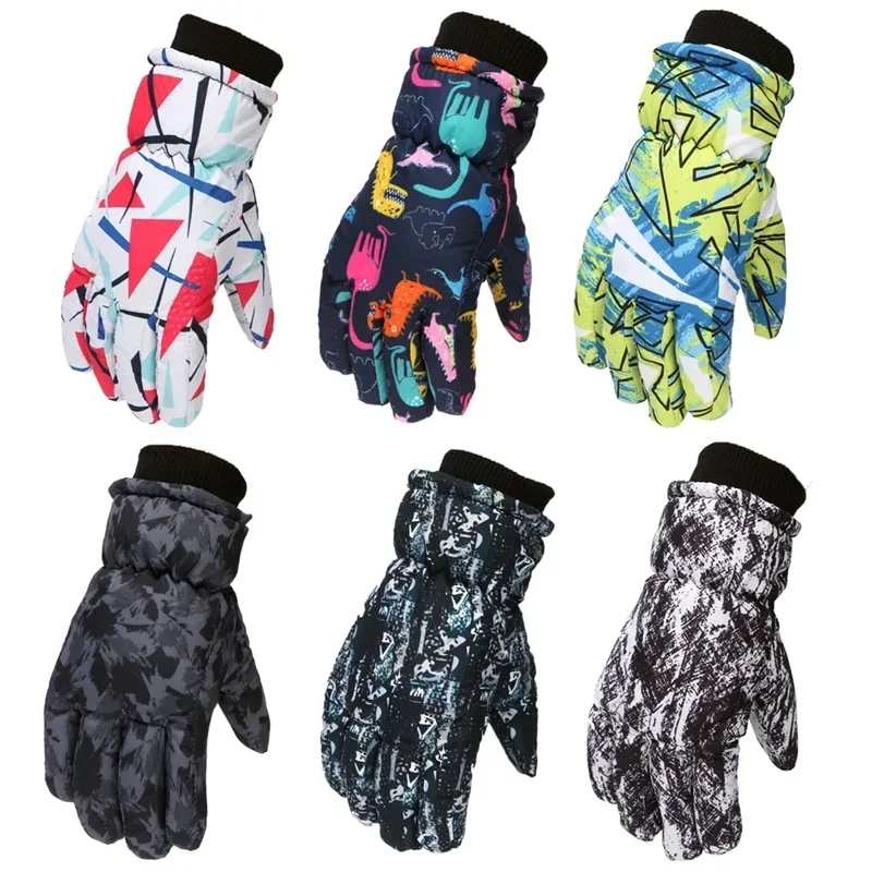 Thermal Children Ski Gloves Winter Outdoor Waterproof Windproof Fleece Warm Child Snowboard Winter Snow Gloves for Skiing Riding 2