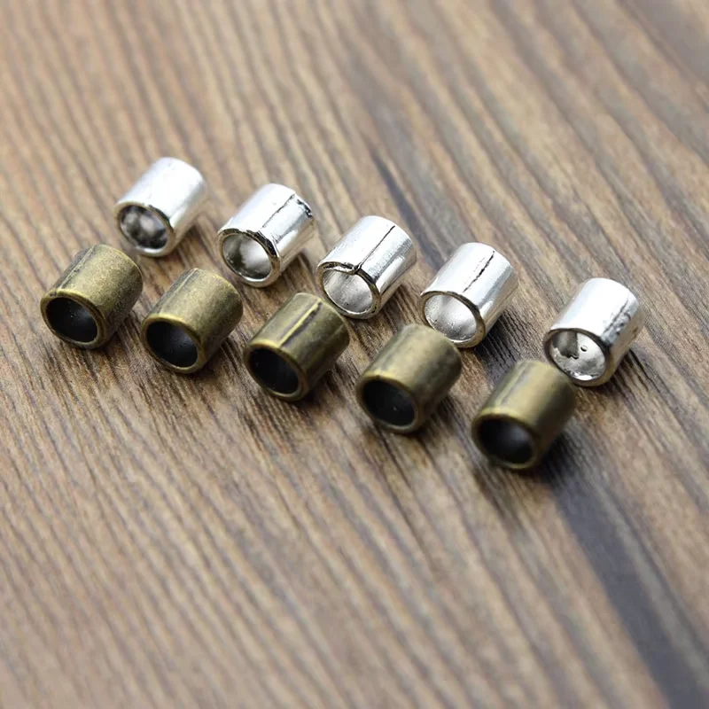 50 Stück tibetische Silberrohrperlen, Metall-Abstandhalterperlen mit großem Loch für DIY-Schmuckherstellung, Charms, Schmuckzubehör – Detail 1