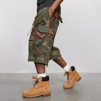 Destroy Camouflage Grinding Washed Cropped Pants Ripped Shorts Loose Wide-leg Shorts 2
