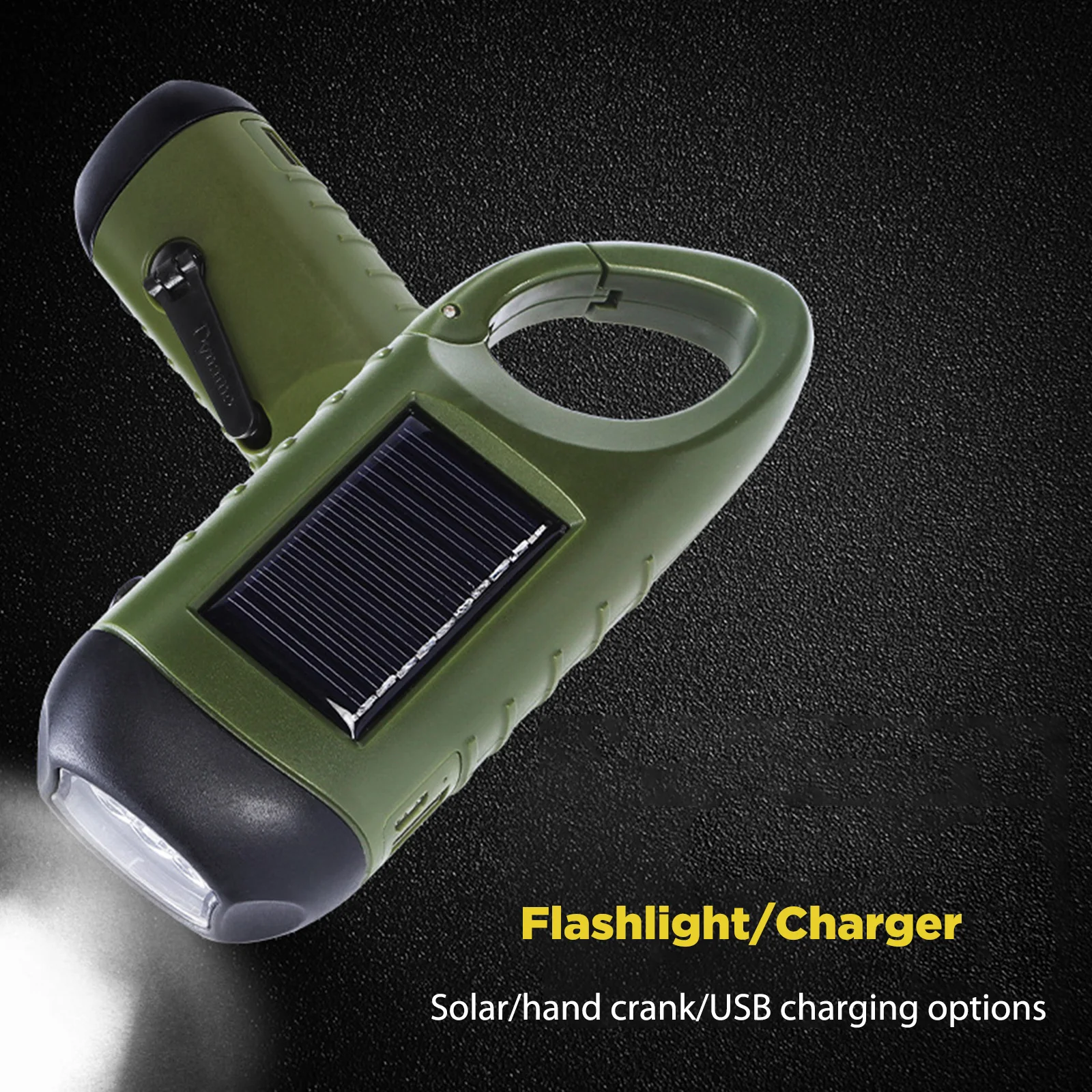 Portable Solar Powered LED Flashlight Hand Crank Rechargeable Survival Gear  Self Powered Charging Torch Dynamo For Camping Light