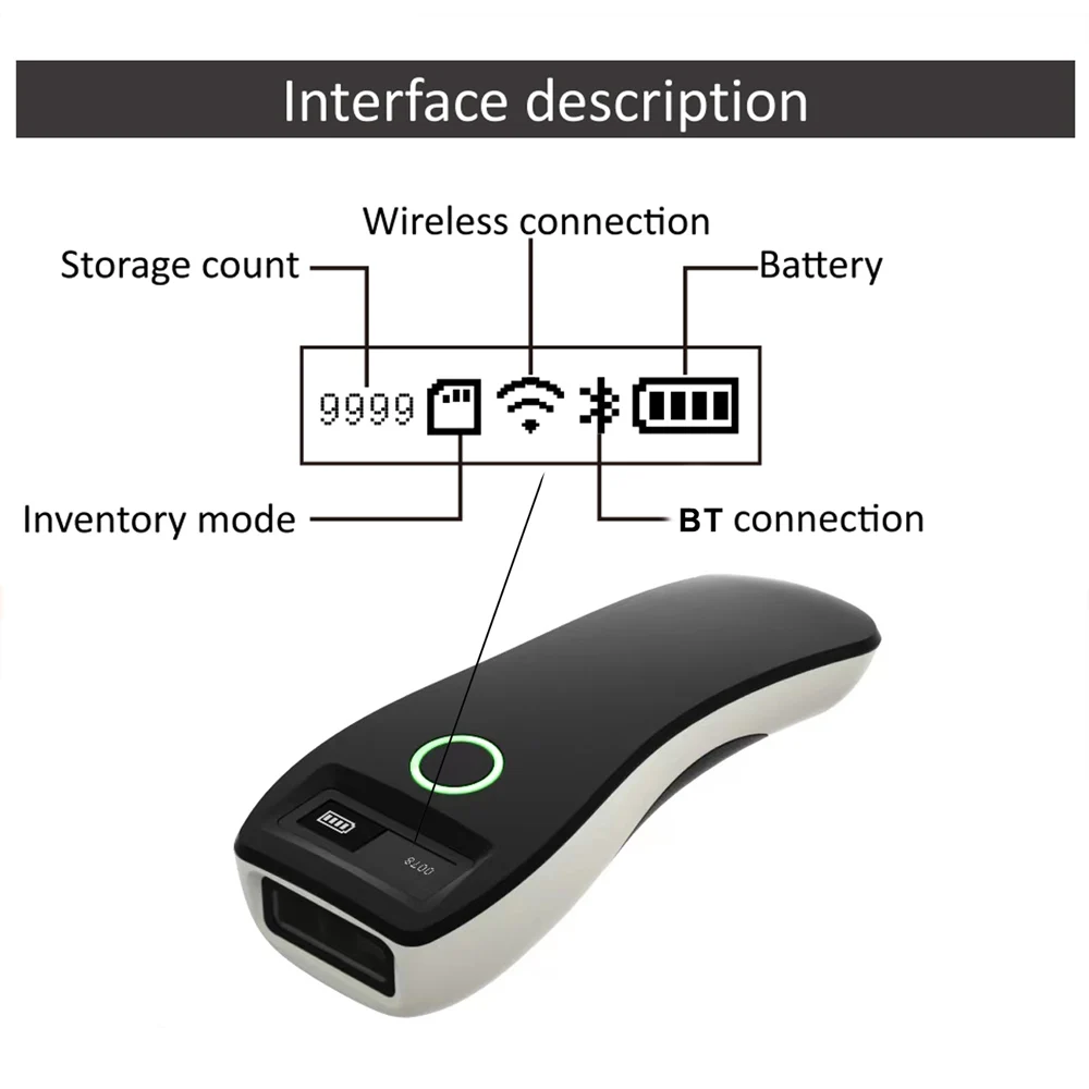 Barcode Scanner Bluetooth 1D 2D QR Code Scanner Cordless 2.4GHz Portable Wireless Barcode Reader with Screen