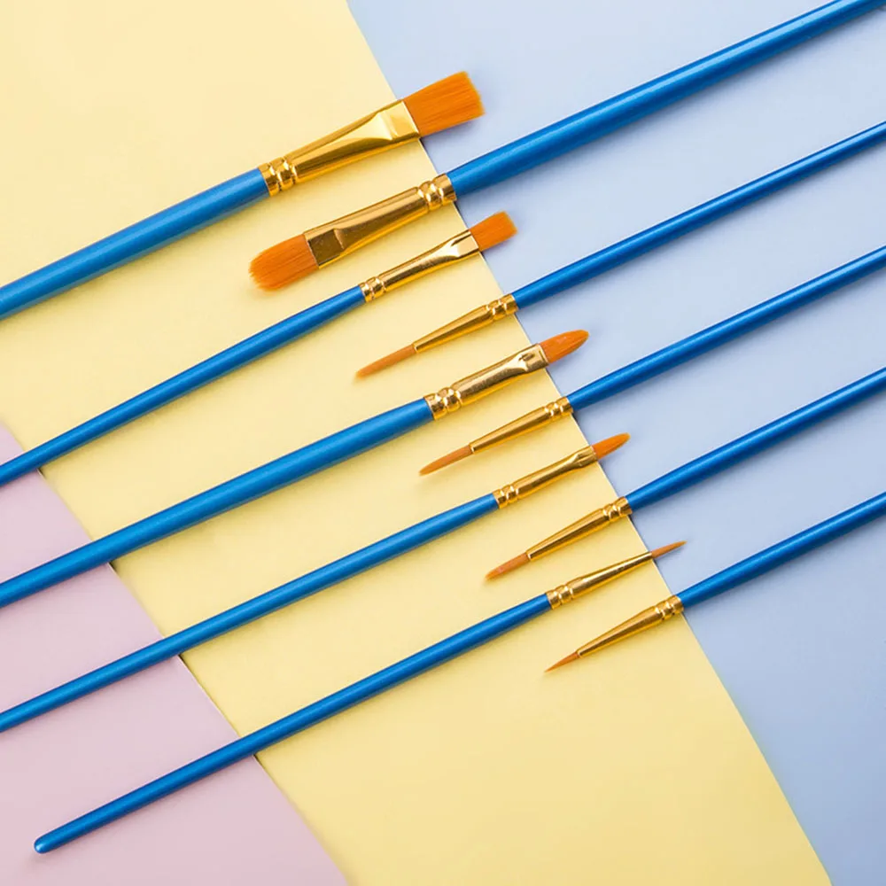 10pcs/sest Professional Artist Nylon Paint Brush Set Watercolor Painting Brushes New Colors 5