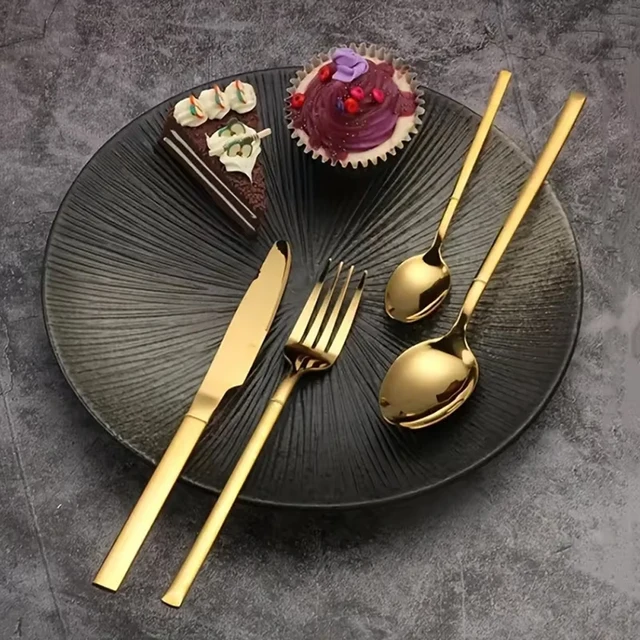 30 pezzi set di stoviglie in oro posate in acciaio inossidabile coltello forchetta da tè cucchiaio da caffè posate lavabili in lavastoviglie stoviglie da cucina 3