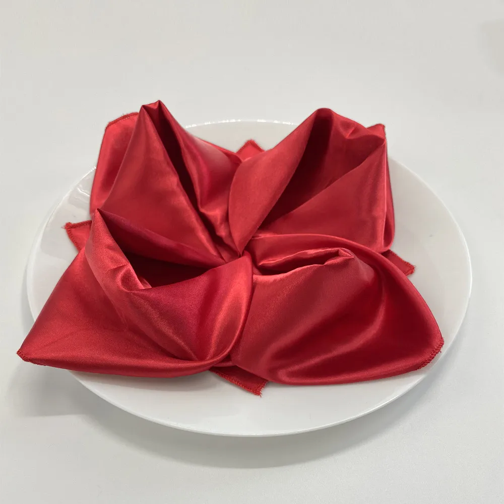 Satin Napkins 50cmx50cm Square Soft Handkerchief Romantic Wedding Banquet Table Cloth Dinner Decoration