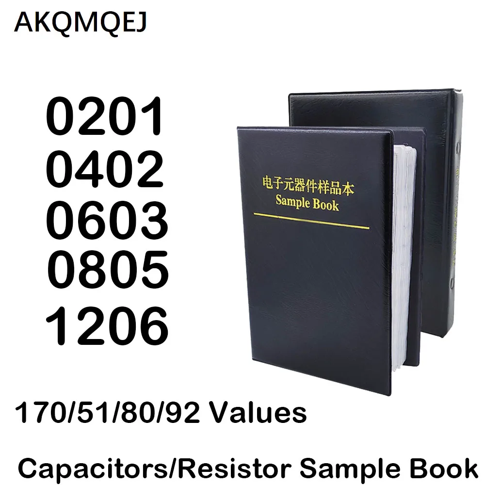 Hybrid capacitor 0201 0402 0603 0805 1206 (0 Ω - 10M Ω) chip resistor 1%+(0.5pf-1uf) SMT capacitor classification kit sample capacitor smd sample book capacitor bank 0201 0402 0603 0805 1206 classification pack 80 90 92 value 50