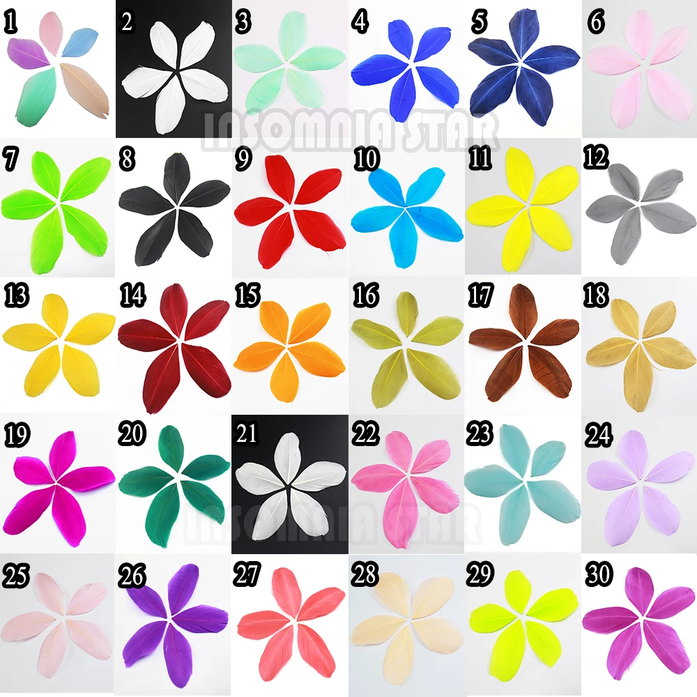 Plumas de ganso de colores, paquete de 100 unidades de 10 colores