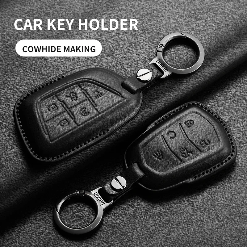 

For Cadillac CT4 CT5 ATS CT6 CTS DTS XT5 Escalade ESV SRX STS XTS XT4 28T ELR Car Key Case Cover Leather Car Key Accessoires