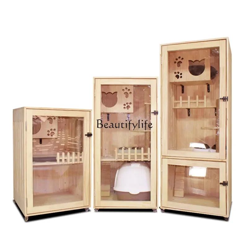 

Cat House Solid Wood Villa Home Luxury Closed Cattery