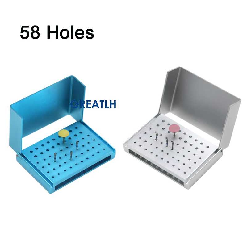 

Dental Material 58 Holes Dental Bur Holder Dental Burs Drill Disinfection Block High/low Speed Handpiece Tool