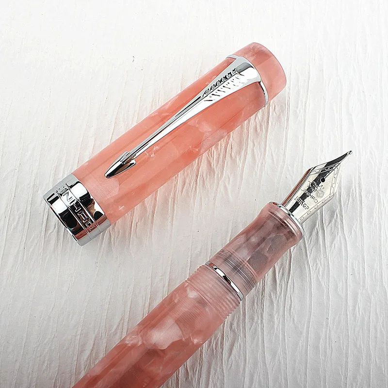 Jinhao 100 수지 분수 펜 다채로운 아크릴 실버 클립, 고급 펜촉, F/0.5mm, 쓰기 학교 문구 선물, 사무용품