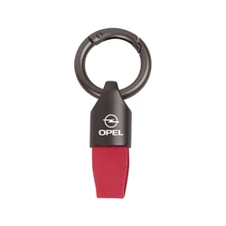 Elegant Tumbled Leather Keychain with Alloy Keyring Pendant Accessory (Red)