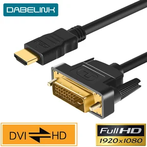 Кабель HDMI-совместимый с DVI, Мужской адаптер 24 + 1, Мужской адаптер с золотым покрытием 1080P для HD ТВ, DVD-проектора, PlayStation 4, PS4/3, ТВ-приставки