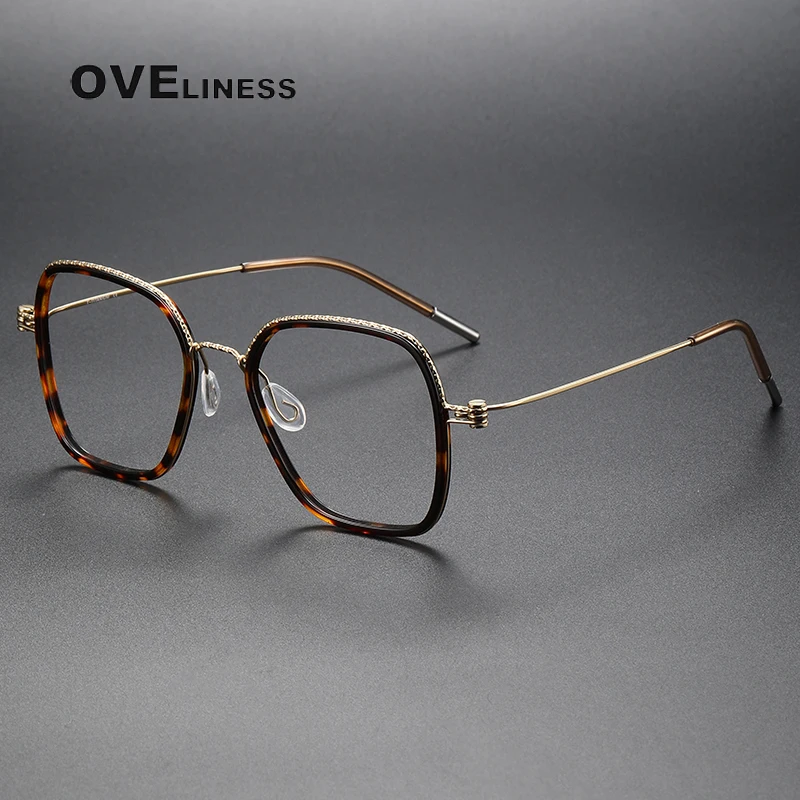 

Acetate titanium Glasses Frame Men Square Myopia Optical Prescription Eyeglasses Frames women 2024 Screwless Eyewear Spectacles