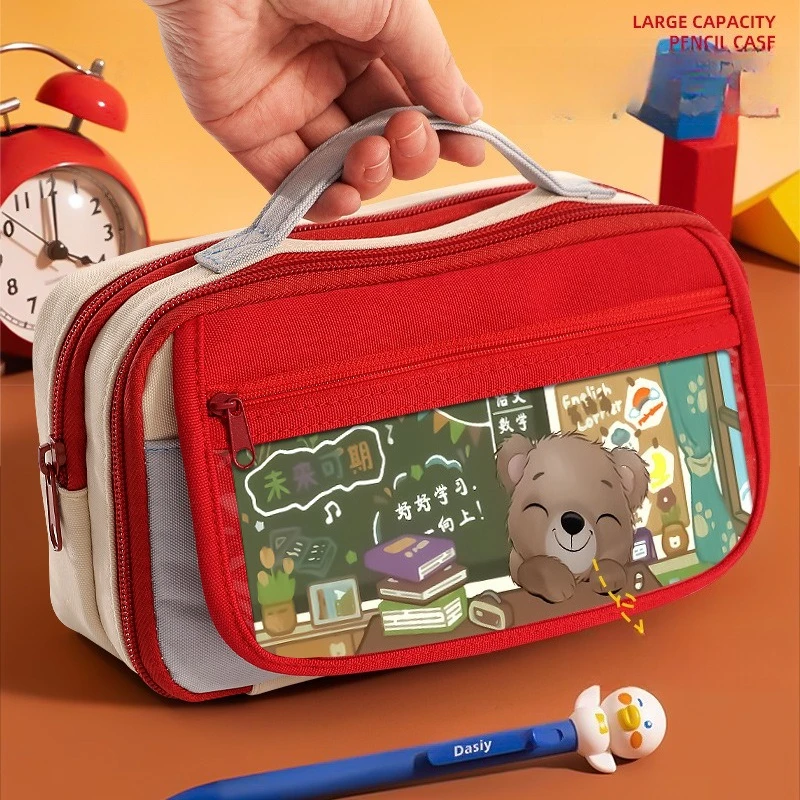 Pencil Case Japanese Style Retro Color Stationery Bag for Middle School Students Pencil Box Boys' Stationery Box