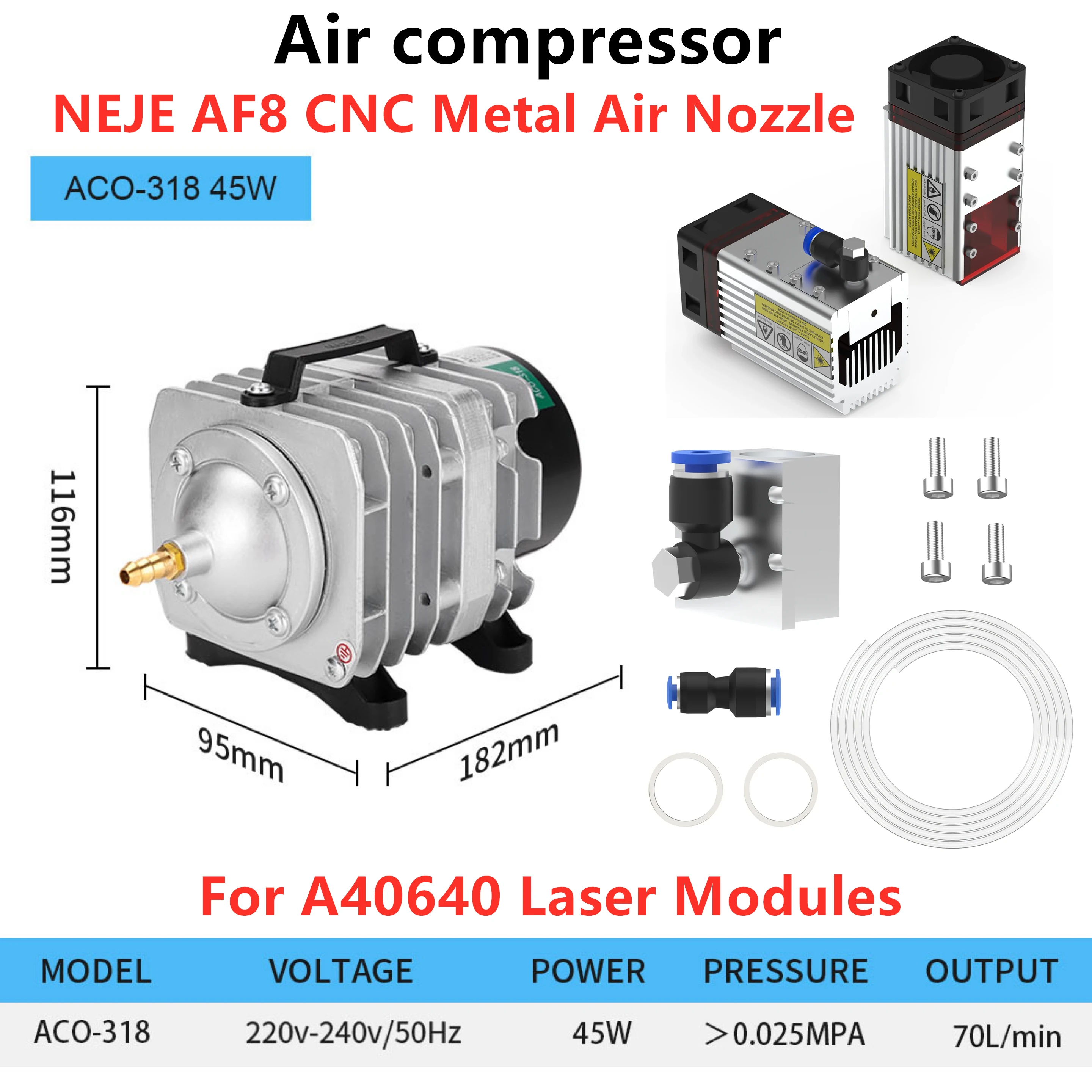 NEJE 45W MF8 MF11 MF15 AF8 KF8 Air Compressor Electrical Air