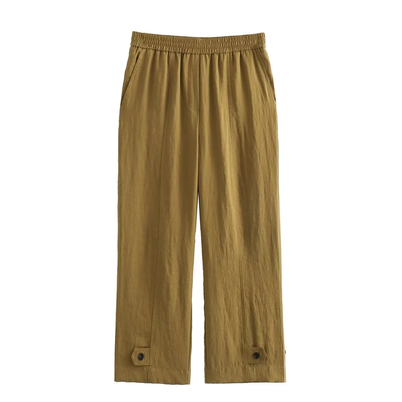 

2023 Summer New Women's Clothes Elastic Waist Casual All-match Straight Wide Leg Pants Loose Simple Fashion Beamed Pants