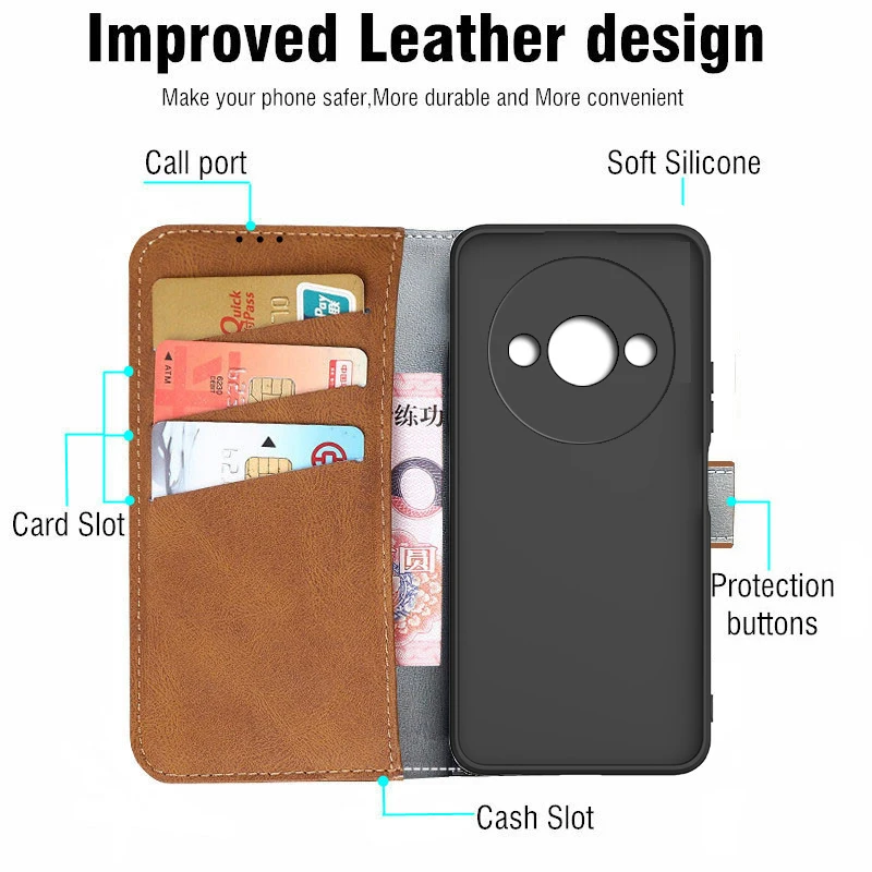 Custodia Portafoglio In Pelle PU Per Xiaomi Redmi A3/A3x - Cover Libro Flip Con Supporto, Slot Carte E Cinturino - Pattern Wing