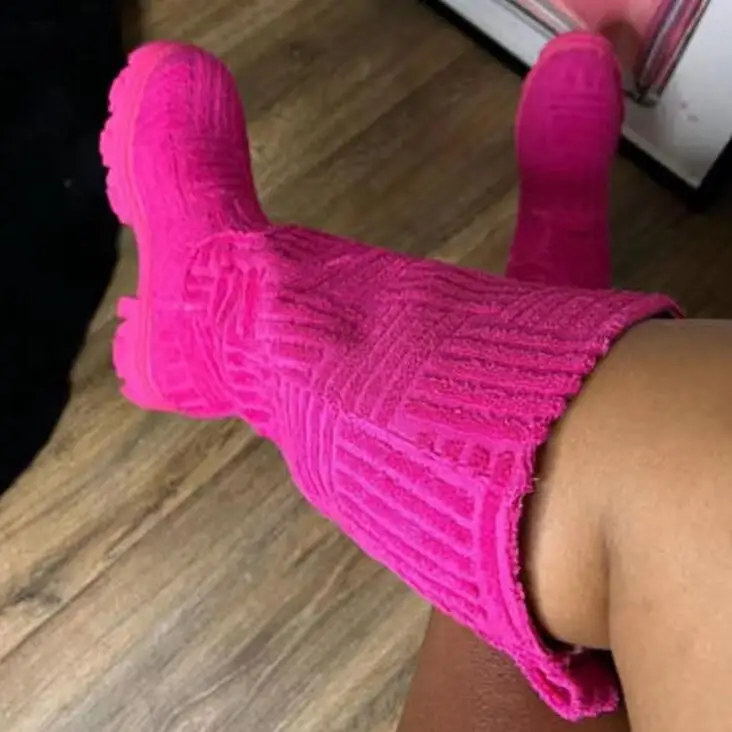 Women High Heel Boots Thick-soled Thick-heeled Warm Towel Cotton Motorcycle 36-43