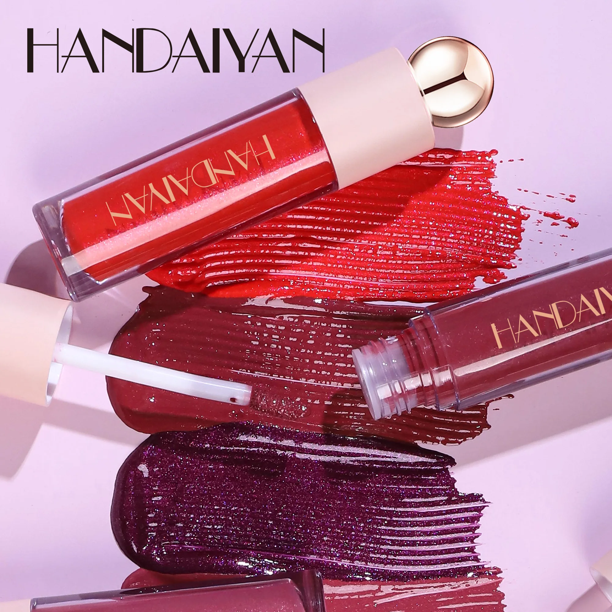 HANDAIYAN 8 Shades of Glitter Lip Gloss Metallic Natural Non-stick Cup Long-Lasting Waterproof Liquid Lipstick Party Cosmetics 6