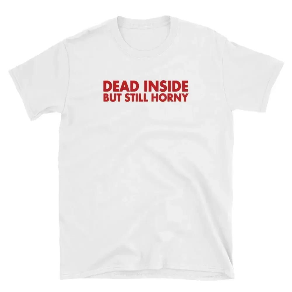 Фото Футболка унисекс с надписью Dead Inside But Still, забавная Повседневная модная уличная одежда в Корейском стиле, в стиле хип-хоп, рэп №3
