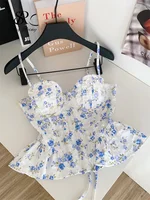 SINGREINY French Corset Print Beach Tank Top Female Strap Irregular Slim Hotsweet Camis Streetwear Vacation Bohe Sexy MIni Top - Image 5