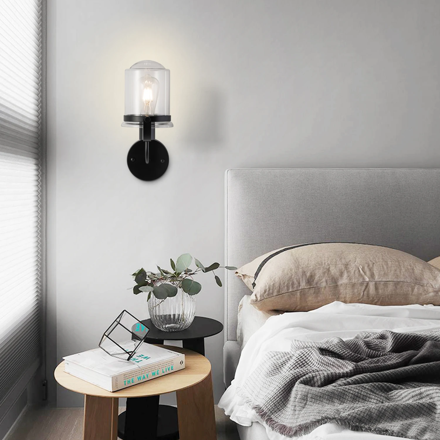 1-Light ll Lamp with Clear Glass Shade，Modern ll Sconce， Industrial Indoor Light Fixture for Bathroom Living Room Bedroom